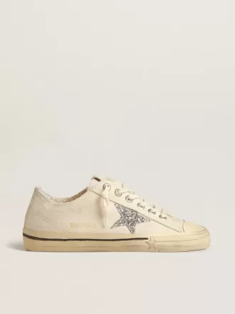 V-Star i beige canvas med silverglittrande stjärna