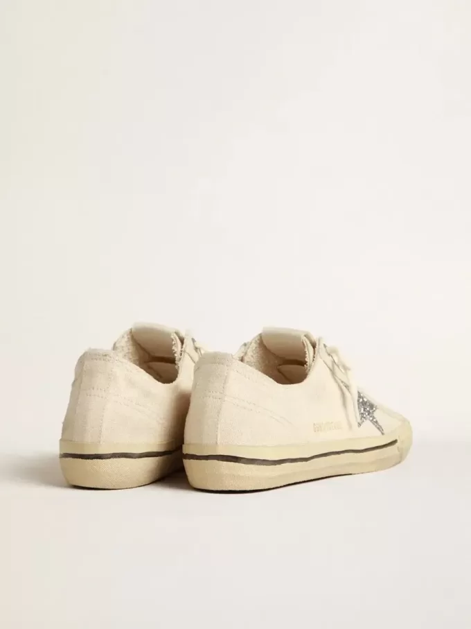 V-Star i beige canvas med silverglittrande stjärna