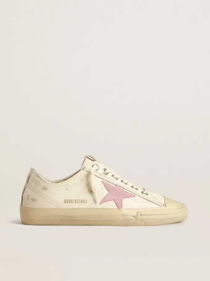 V-Star i beige nappa med stjärna i gammalt rosa mocka
