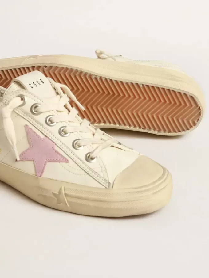 V-Star i beige nappa med stjärna i gammalt rosa mocka