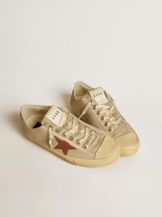 V-Star i kvartsfärgat nylon med tegelröd nubuckstjärna