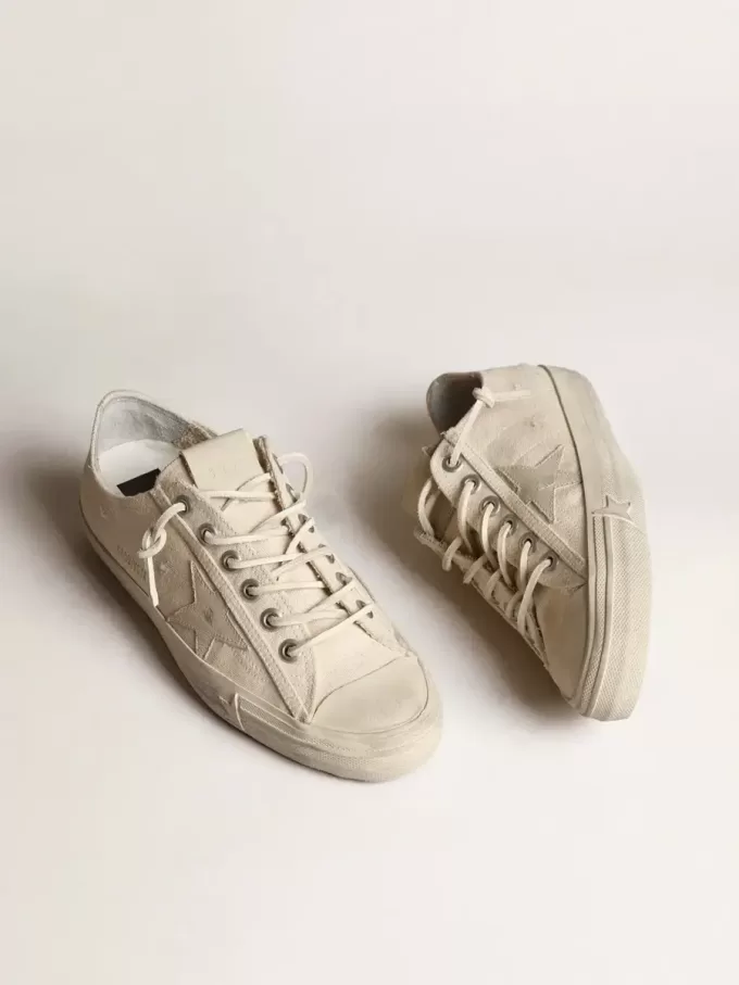 V-Star i ljusbeige canvas med mjölkvitt läderstjärna