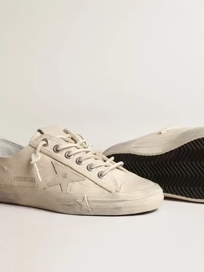 V-Star i ljusbeige canvas med mjölkvitt läderstjärna