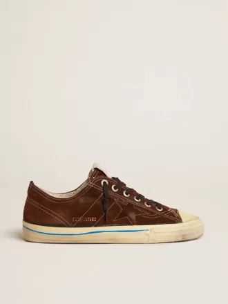V-Star LTD sneakers för herr i mörkbrunt mocka med ton-i-ton-stjärna