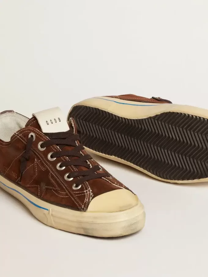 V-Star LTD sneakers för herr i mörkbrunt mocka med ton-i-ton-stjärna V-Star LTD sneakers för herr i mörkbrunt mocka med ton-i-ton-stjärna