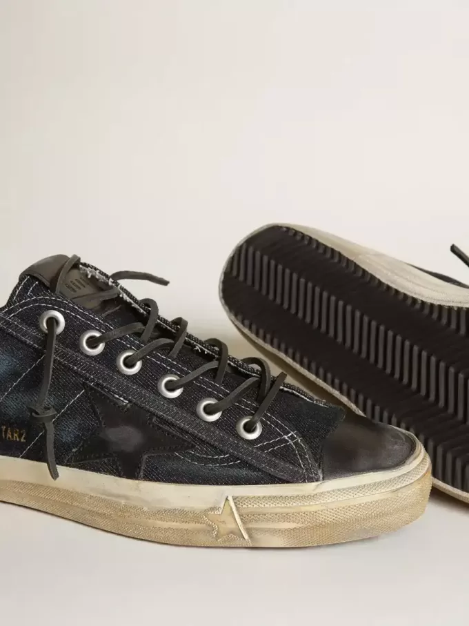 V-Star sneakers i midnattsblå denim med svart läderstjärna och tå V-Star sneakers i midnattsblå denim med svart läderstjärna och tå
