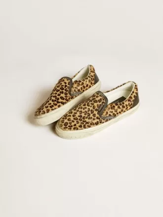 VCE Penstar för herr i leopardmönstrat ponnyhud med svart läderflik på hälen