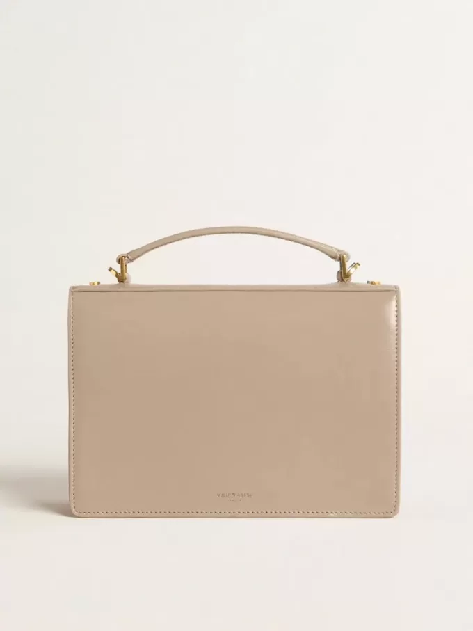 Venezia-väska i beige läder med gulddetaljer