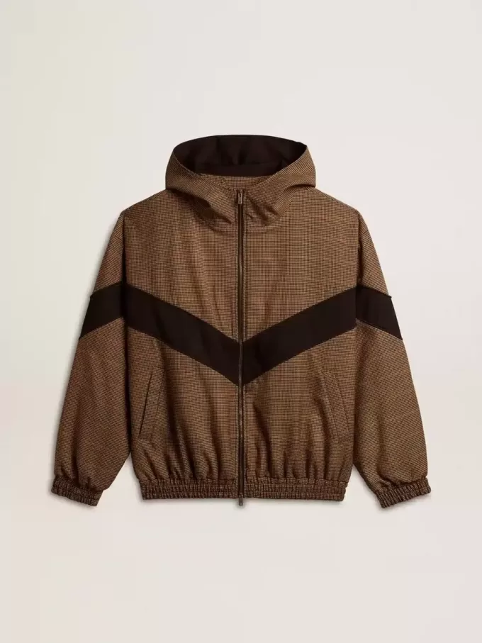 Vindjacka i beige och svart hundtandsmönster Vindjacka i beige och svart hundtandsmönster