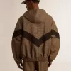 Vindjacka i beige och svart hundtandsmönster Vindjacka i beige och svart hundtandsmönster