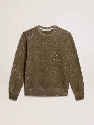 Vintage-effekt bomullströja i bokfärg