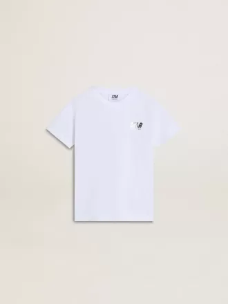 Vit bomullst-shirt för barn med silvertryck