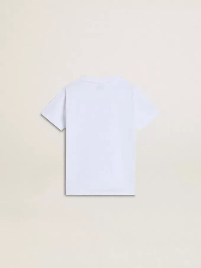 Vit bomullst-shirt för barn med silvertryck