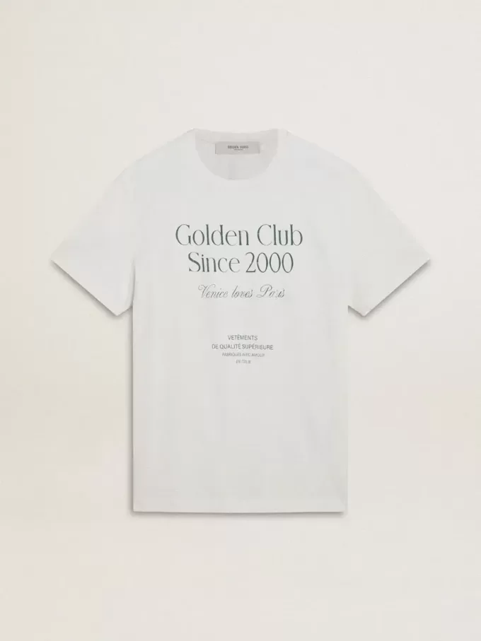 Vit bomullst-shirt för herr med grönt tryck Vit bomullst-shirt för herr med grönt tryck