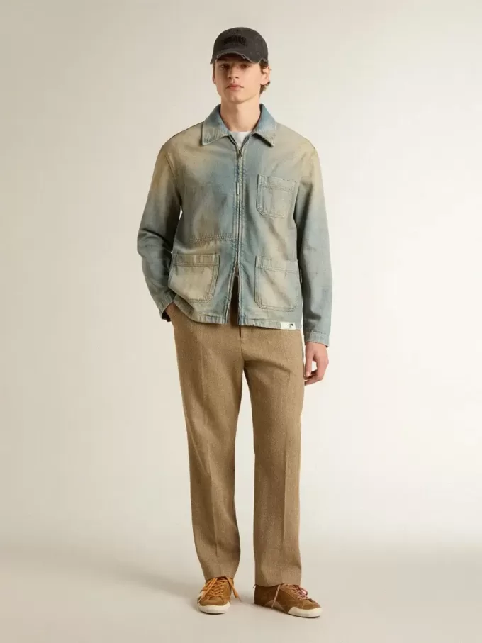 Vit bomullst-shirt för herr med grönt tryck Vit bomullst-shirt för herr med grönt tryck
