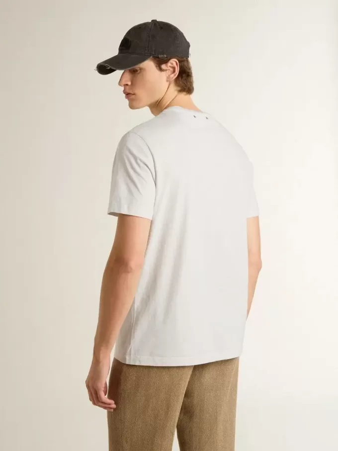 Vit bomullst-shirt för herr med grönt tryck Vit bomullst-shirt för herr med grönt tryck