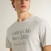 Vit bomullst-shirt för herr med grönt tryck Vit bomullst-shirt för herr med grönt tryck