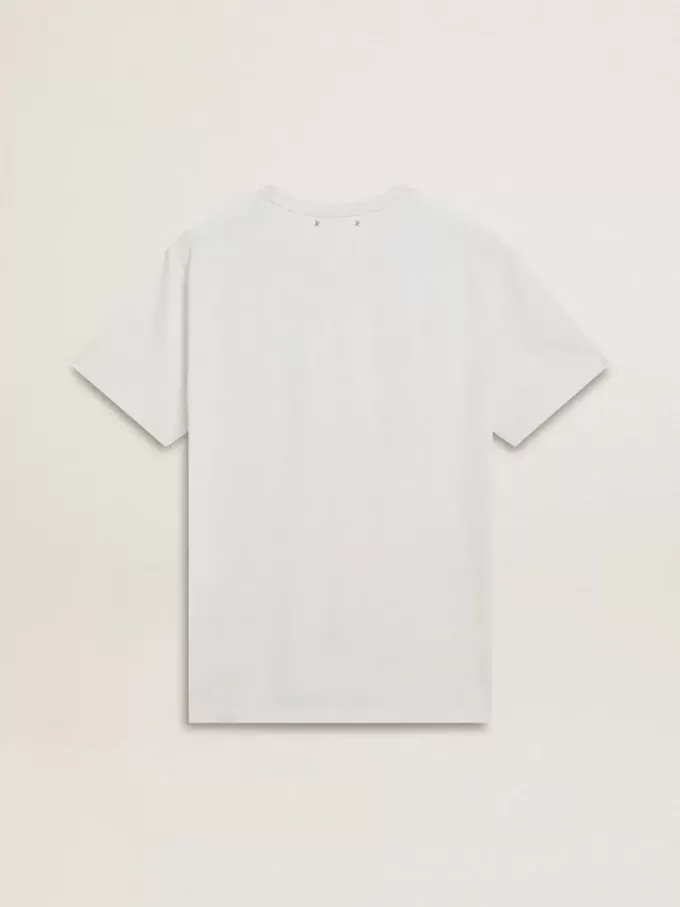 Vit bomullst-shirt för herr med grönt tryck Vit bomullst-shirt för herr med grönt tryck