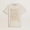 Vit dam-T-shirt med blommönster Vit dam-T-shirt med blommönster