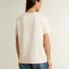 Vit dam-T-shirt med blommönster Vit dam-T-shirt med blommönster