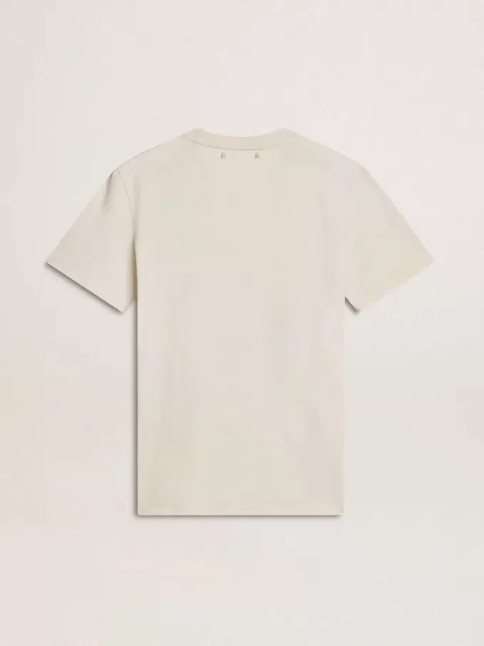 Vit dam-T-shirt med blommönster Vit dam-T-shirt med blommönster