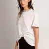 Vit dam-T-shirt med cabochonkristaller