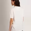 Vit dam-T-shirt med cabochonkristaller