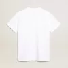 Vit dam-T-shirt med mörkblå stjärna på framsidan Vit dam-T-shirt med mörkblå stjärna på framsidan