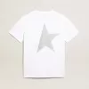 Vit dam-T-shirt med silverglitterlogotyp och stjärna Vit dam-T-shirt med silverglitterlogotyp och stjärna