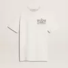 Vit dam-T-shirt med svart tryck på bröstet Vit dam-T-shirt med svart tryck på bröstet