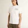 Vit dam-T-shirt med svart tryck på bröstet Vit dam-T-shirt med svart tryck på bröstet