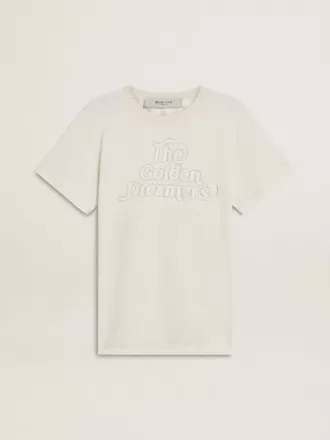 Vit dam-T-shirt med tryck på framsidan