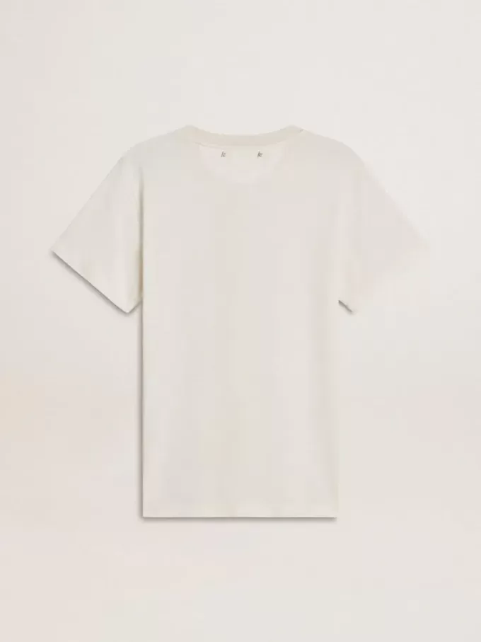 Vit dam-T-shirt med tryck på framsidan Vit dam-T-shirt med tryck på framsidan