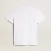 Vit dam-T-shirt med vinröd stjärna på framsidan Vit dam-T-shirt med vinröd stjärna på framsidan