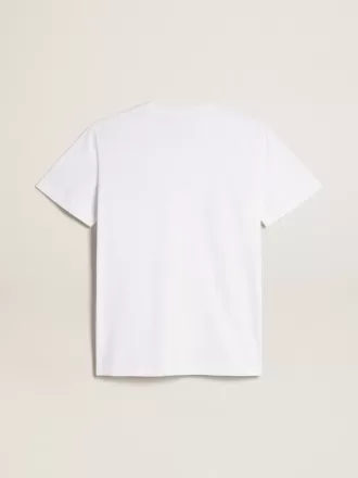 Vit dam-T-shirt med vinröd stjärna på framsidan