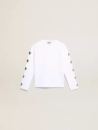 Vit långärmad T-shirt med kontrasterande svarta stjärnor