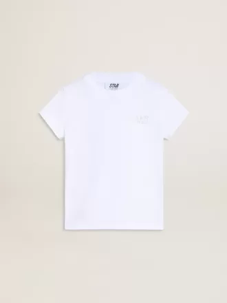 Vit och silverfärgad T-shirt med logotyp och maxistjärna i silverglitter