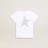Vit och silverfärgad T-shirt med logotyp och maxistjärna i silverglitter