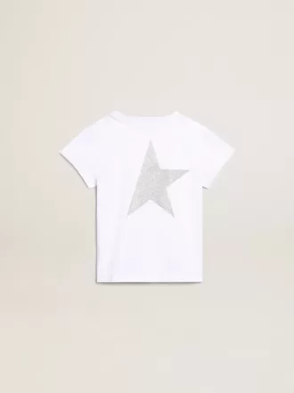 Vit och silverfärgad T-shirt med logotyp och maxistjärna i silverglitter