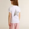 Vit och silverfärgad T-shirt med logotyp och maxistjärna i silverglitter
