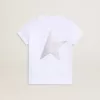 Vit och silverfärgad T-shirt med logotyp och maxistjärna i silverglitter