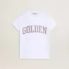 Vit T-shirt för flickor med rosa glitter och guldfärgad text Vit T-shirt för flickor med rosa glitter och guldfärgad text