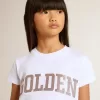 Vit T-shirt för flickor med rosa glitter och guldfärgad text Vit T-shirt för flickor med rosa glitter och guldfärgad text