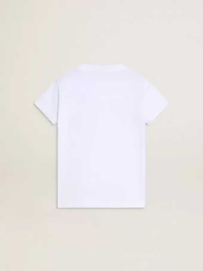 Vit T-shirt för flickor med rosa glitter och guldfärgad text Vit T-shirt för flickor med rosa glitter och guldfärgad text