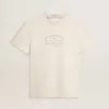 Vit T-shirt för herr i vintage-look med tryck på framsidan Vit T-shirt för herr i vintage-look med tryck på framsidan
