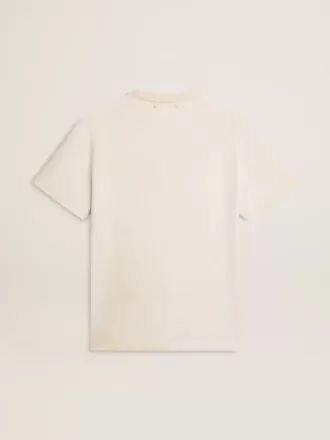 Vit T-shirt för herr i vintage-look med tryck på framsidan