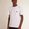 Vit T-shirt för herr med mörkblå stjärna på framsidan Vit T-shirt för herr med mörkblå stjärna på framsidan