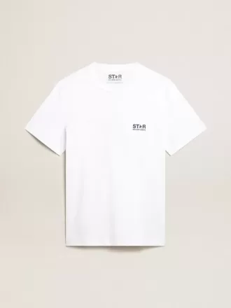 Vit T-shirt för herr med mörkblå stjärna på ryggen