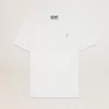 Vit T-shirt för herr med silverglittrande stjärna på framsidan Vit T-shirt för herr med silverglittrande stjärna på framsidan