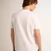 Vit T-shirt för herr med silverglittrande stjärna på framsidan Vit T-shirt för herr med silverglittrande stjärna på framsidan